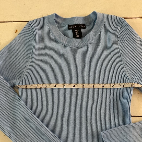 Light Blue Ribbed Sweater, Medium - Picture 2 of 5